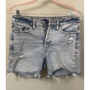 Old Navy Faded Jean Shorts 8 OG Straight High Rise Raw Hem‎ Cut off Button fly